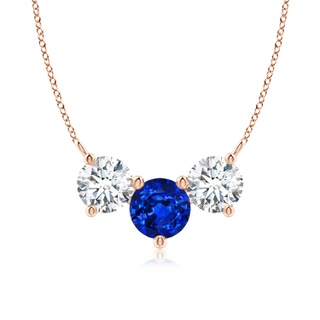 7mm AAAA Classic Sapphire and Diamond Necklace in Rose Gold