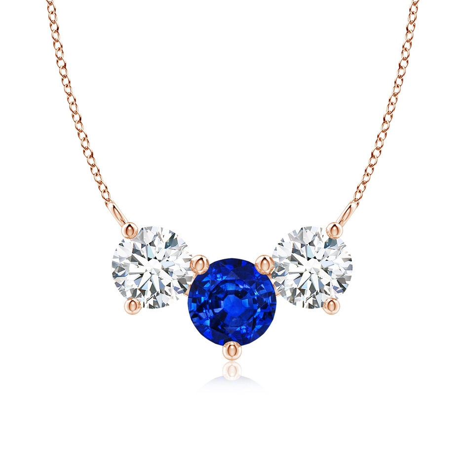 7mm Lab-Grown Classic Sapphire and Diamond Necklace in Rose Gold 