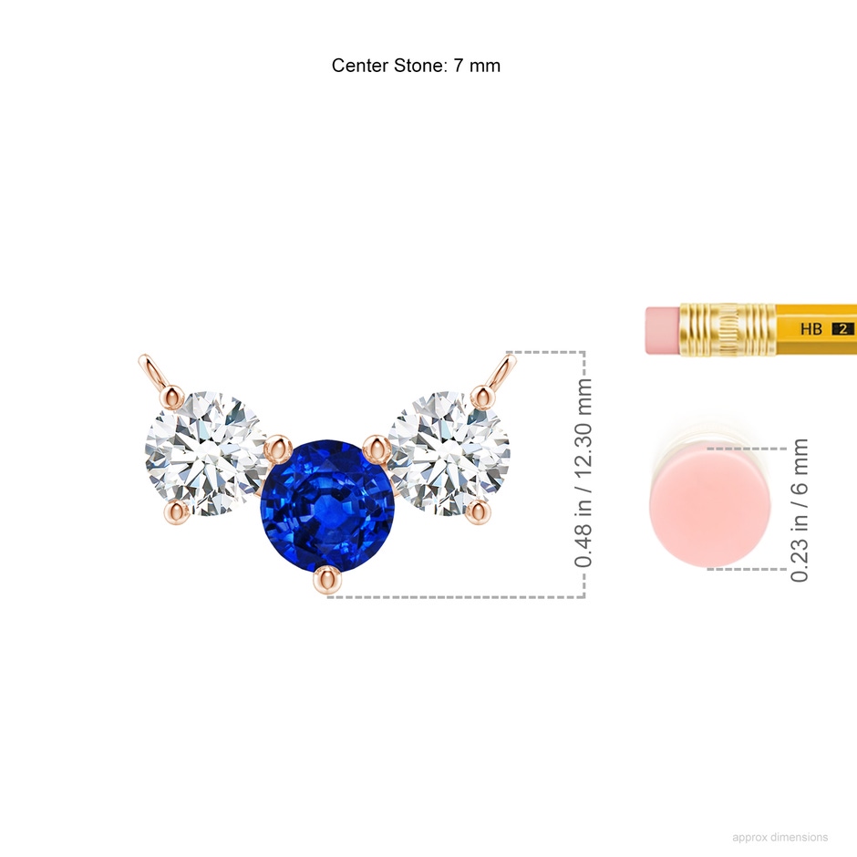 7mm Lab-Grown Classic Sapphire and Diamond Necklace in Rose Gold ruler