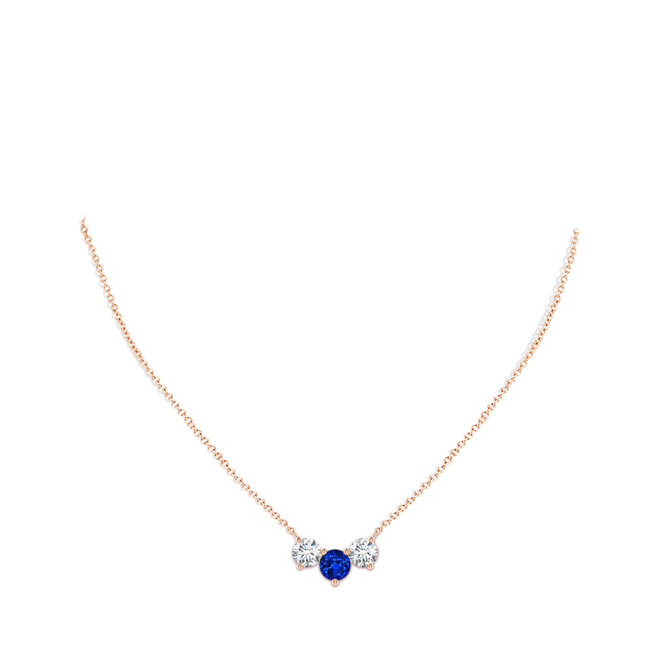 7mm Lab-Grown Classic Sapphire and Diamond Necklace in Rose Gold pen