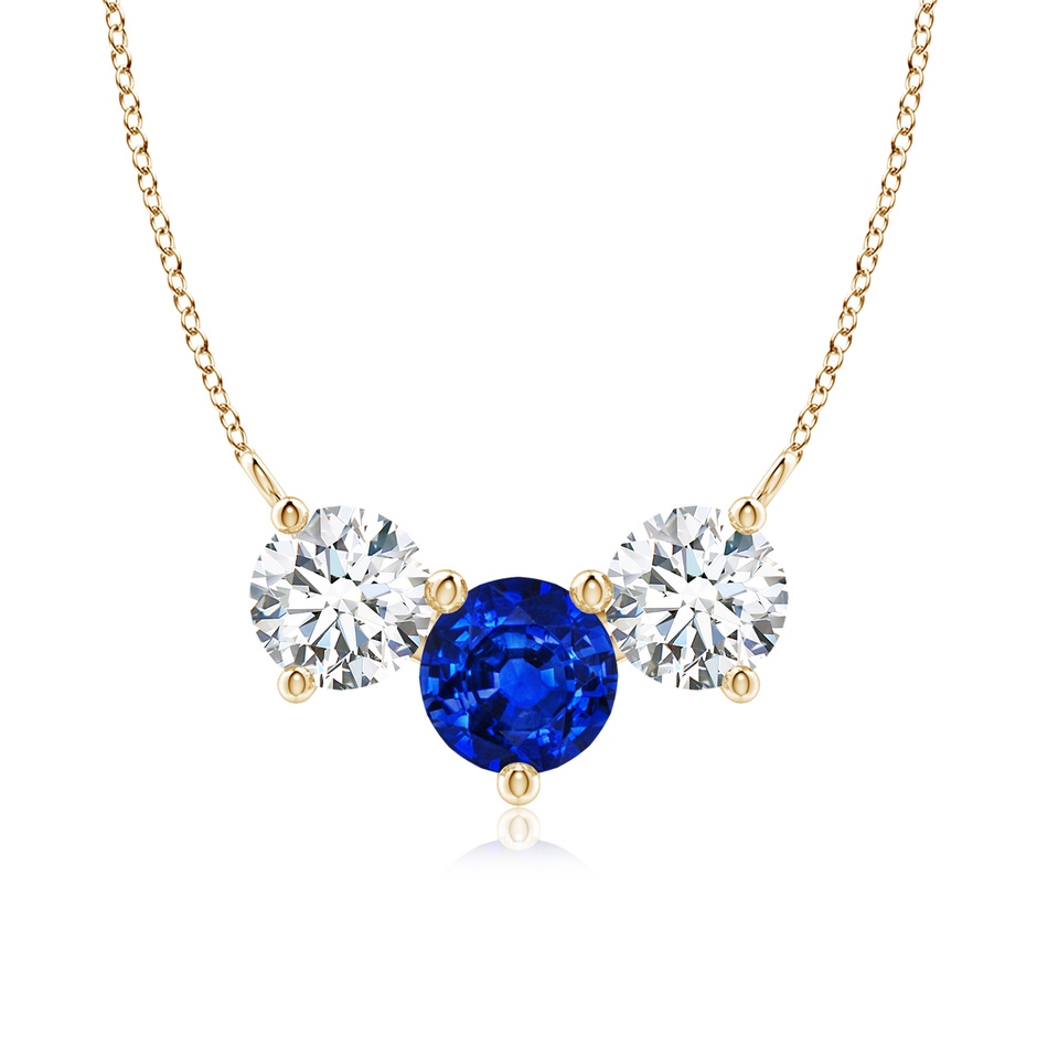 7mm Lab-Grown Classic Sapphire and Diamond Necklace in Yellow Gold 