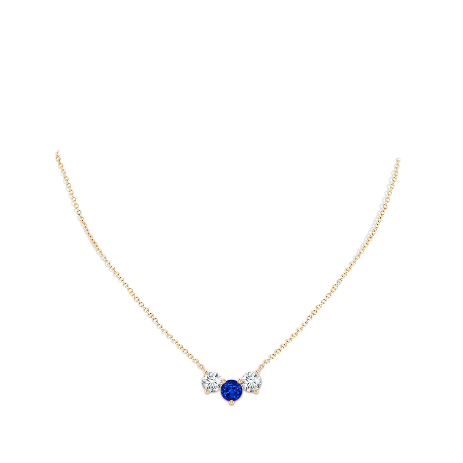7mm Lab-Grown Classic Sapphire and Diamond Necklace in Yellow Gold pen
