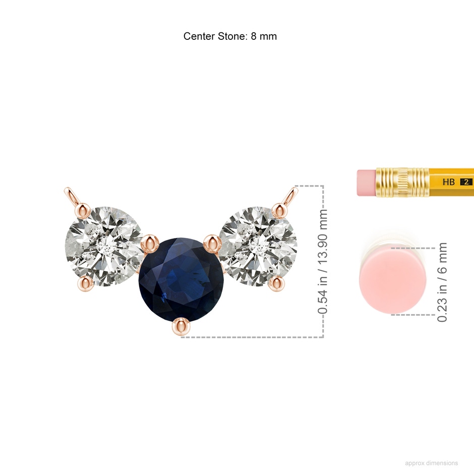 8mm A Classic Sapphire and Diamond Necklace in Rose Gold ruler