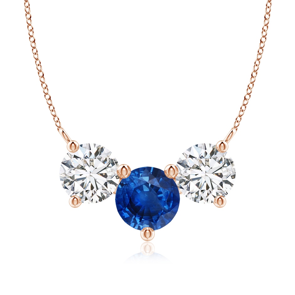 8mm AAA Classic Sapphire and Diamond Necklace in Rose Gold 
