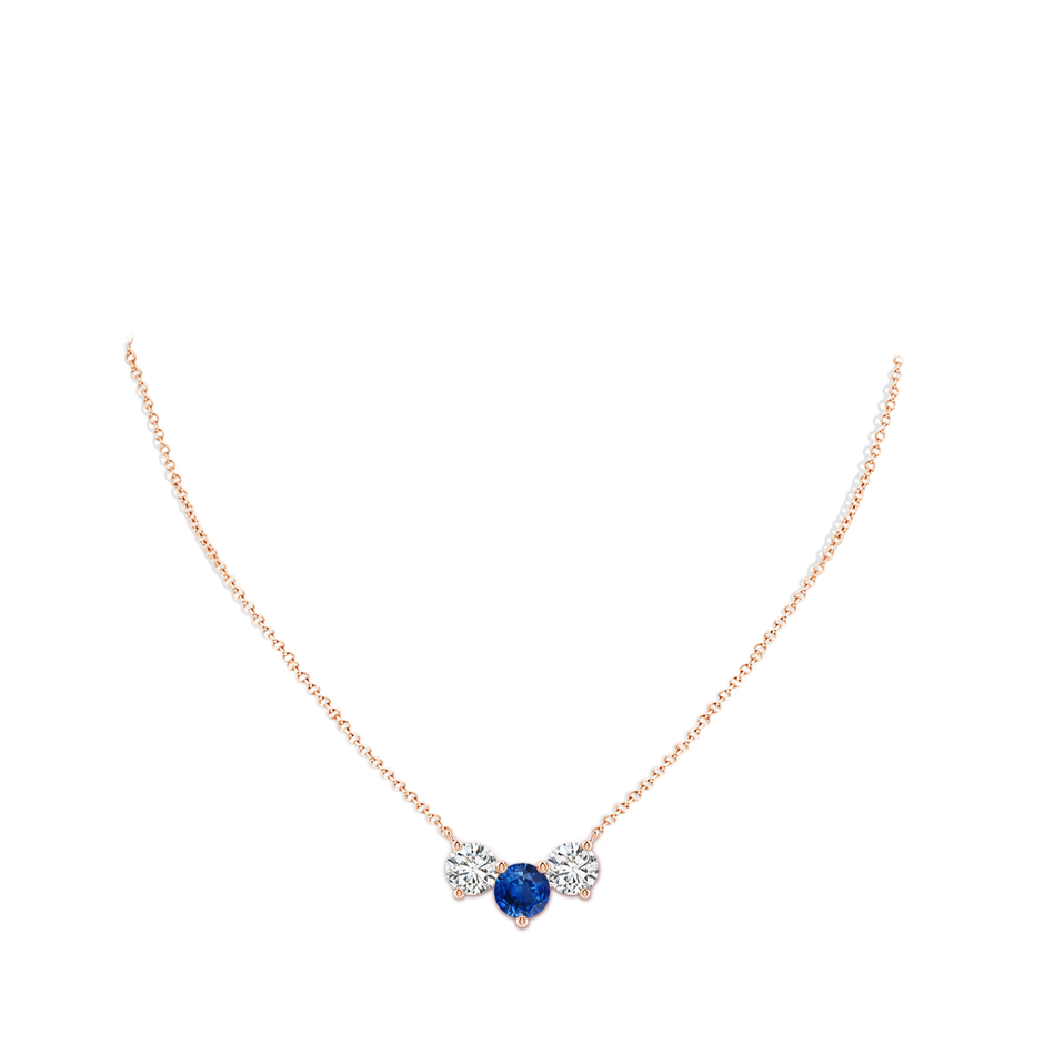 8mm AAA Classic Sapphire and Diamond Necklace in Rose Gold pen