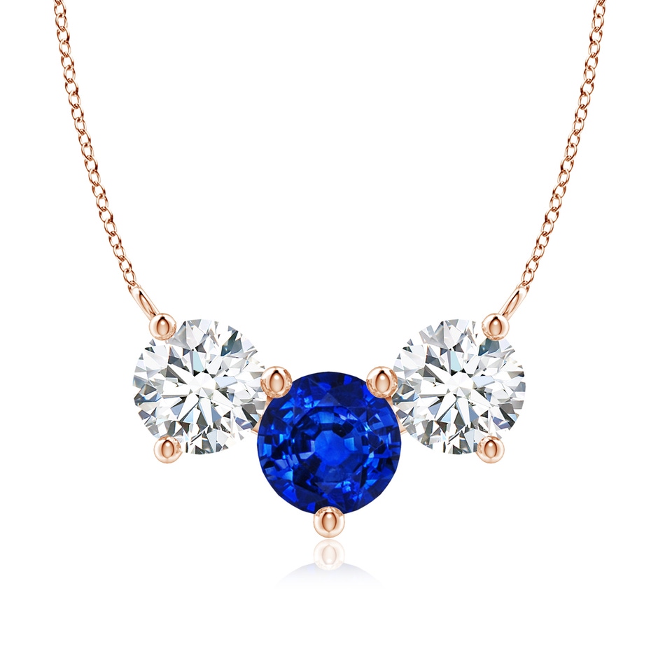 8mm Lab-Grown Classic Sapphire and Diamond Necklace in Rose Gold 