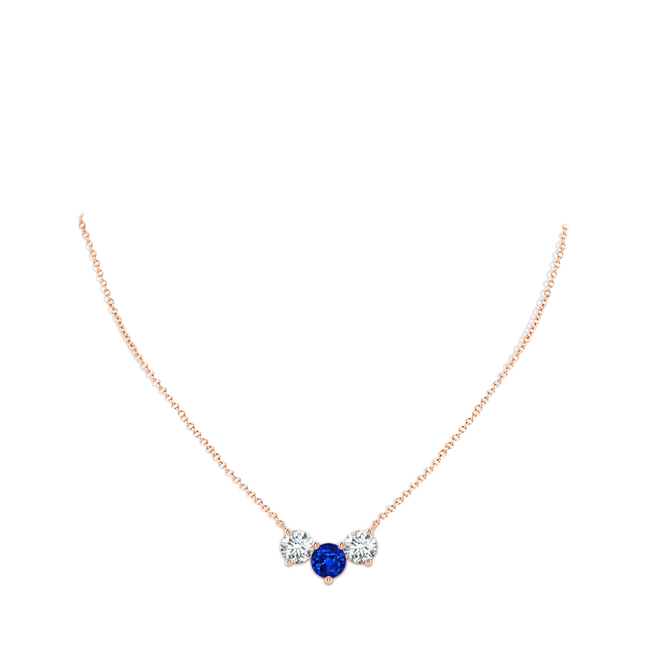 8mm Lab-Grown Classic Sapphire and Diamond Necklace in Rose Gold pen