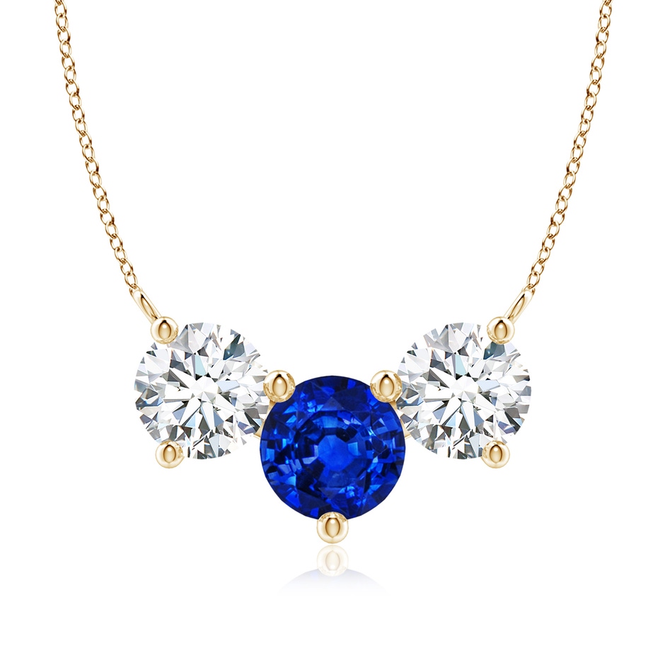 8mm Lab-Grown Classic Sapphire and Diamond Necklace in Yellow Gold 