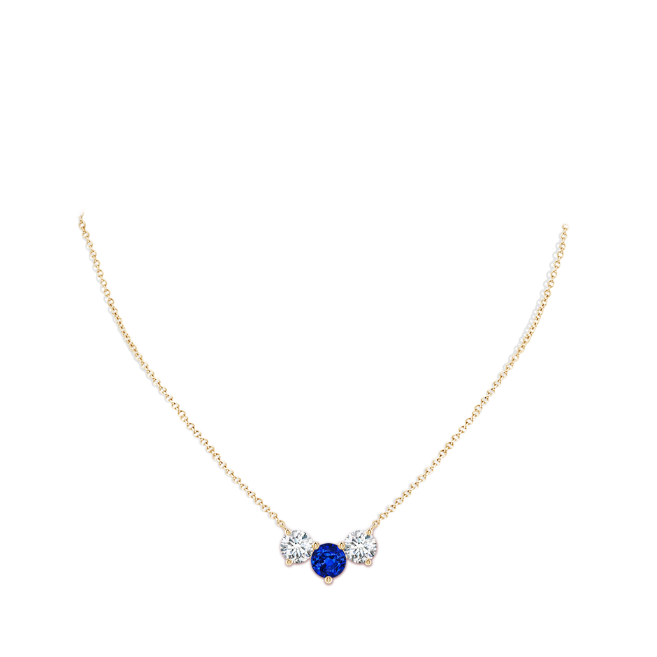 8mm Lab-Grown Classic Sapphire and Diamond Necklace in Yellow Gold pen