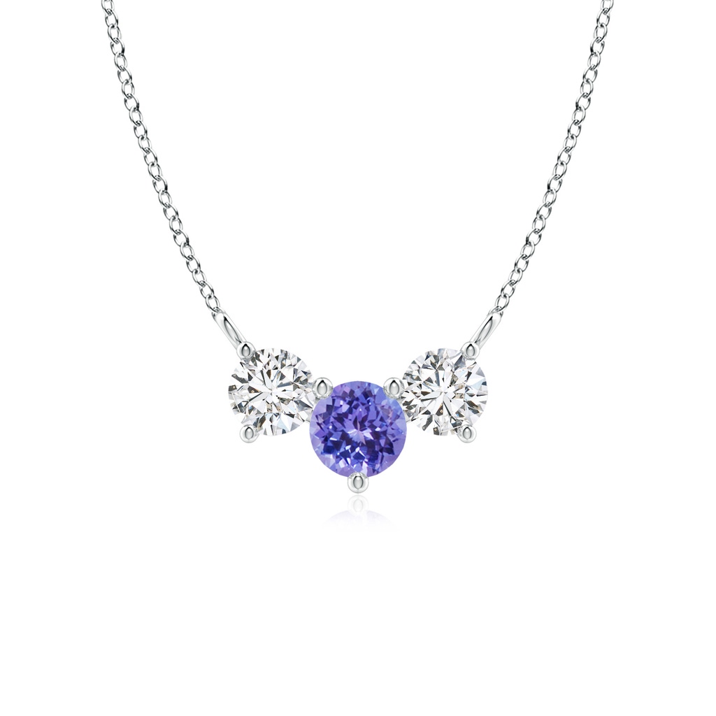 5mm AAA Classic Tanzanite and Diamond Necklace in White Gold