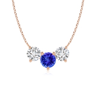 6mm AAA Classic Tanzanite and Diamond Necklace in Rose Gold