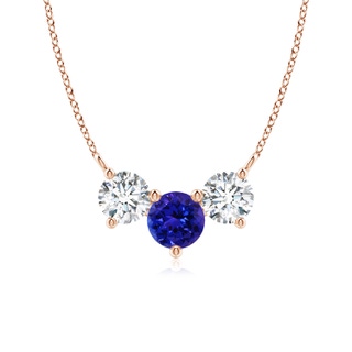 6mm AAAA Classic Tanzanite and Diamond Necklace in Rose Gold