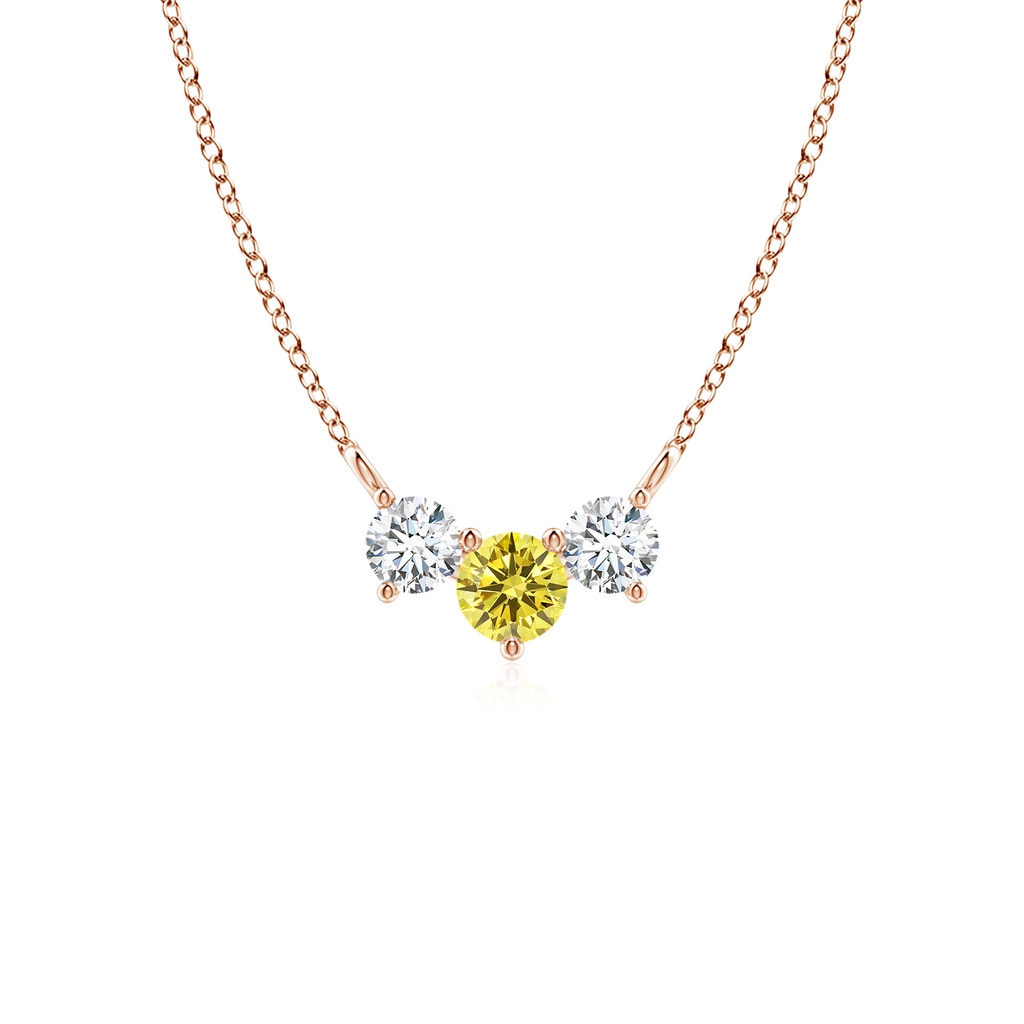 4mm AAAA Classic Fancy Intense Yellow and White Diamond Necklace in Rose Gold