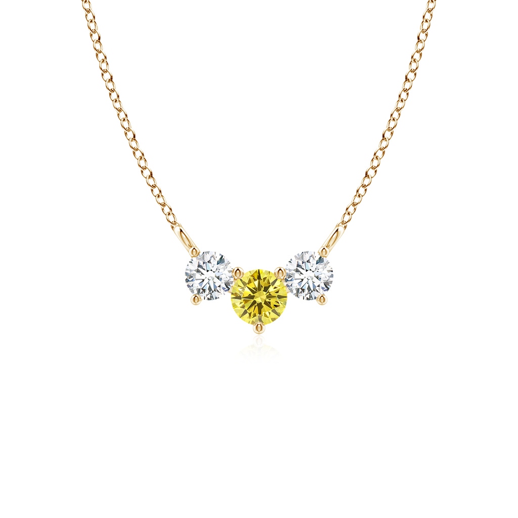 4mm AAAA Classic Fancy Intense Yellow and White Diamond Necklace in Yellow Gold