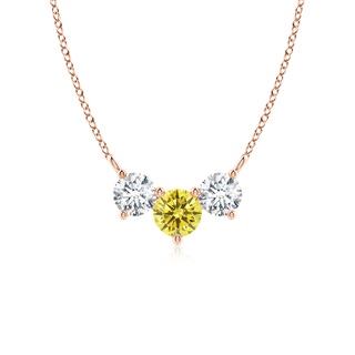 5mm AAAA Classic Fancy Intense Yellow and White Diamond Necklace in Rose Gold