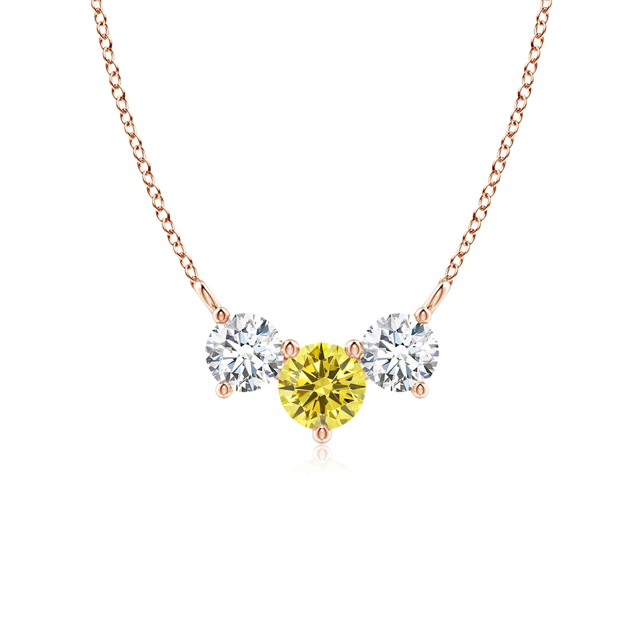 5mm AAAA Classic Fancy Intense Yellow and White Diamond Necklace in Rose Gold 