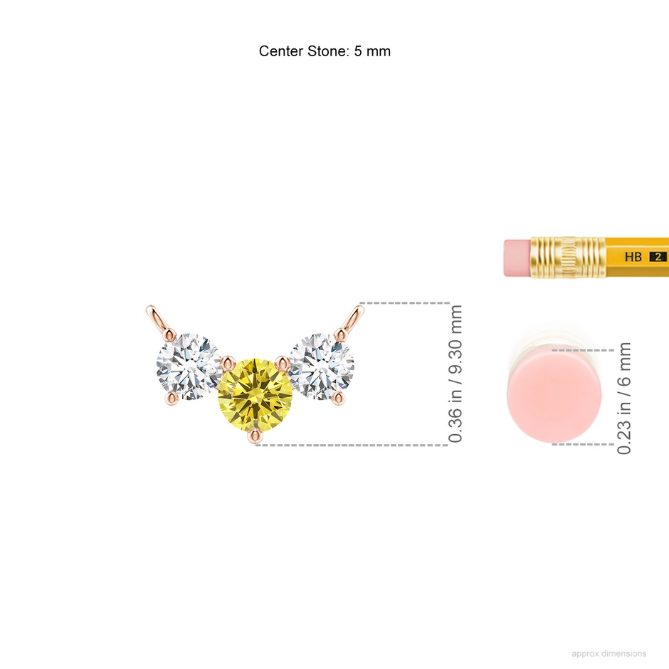5mm AAAA Classic Fancy Intense Yellow and White Diamond Necklace in Rose Gold ruler