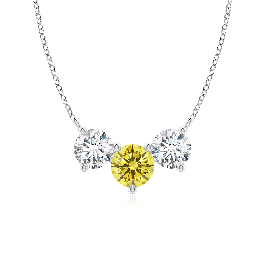 6mm AAAA Classic Fancy Intense Yellow and White Diamond Necklace in White Gold