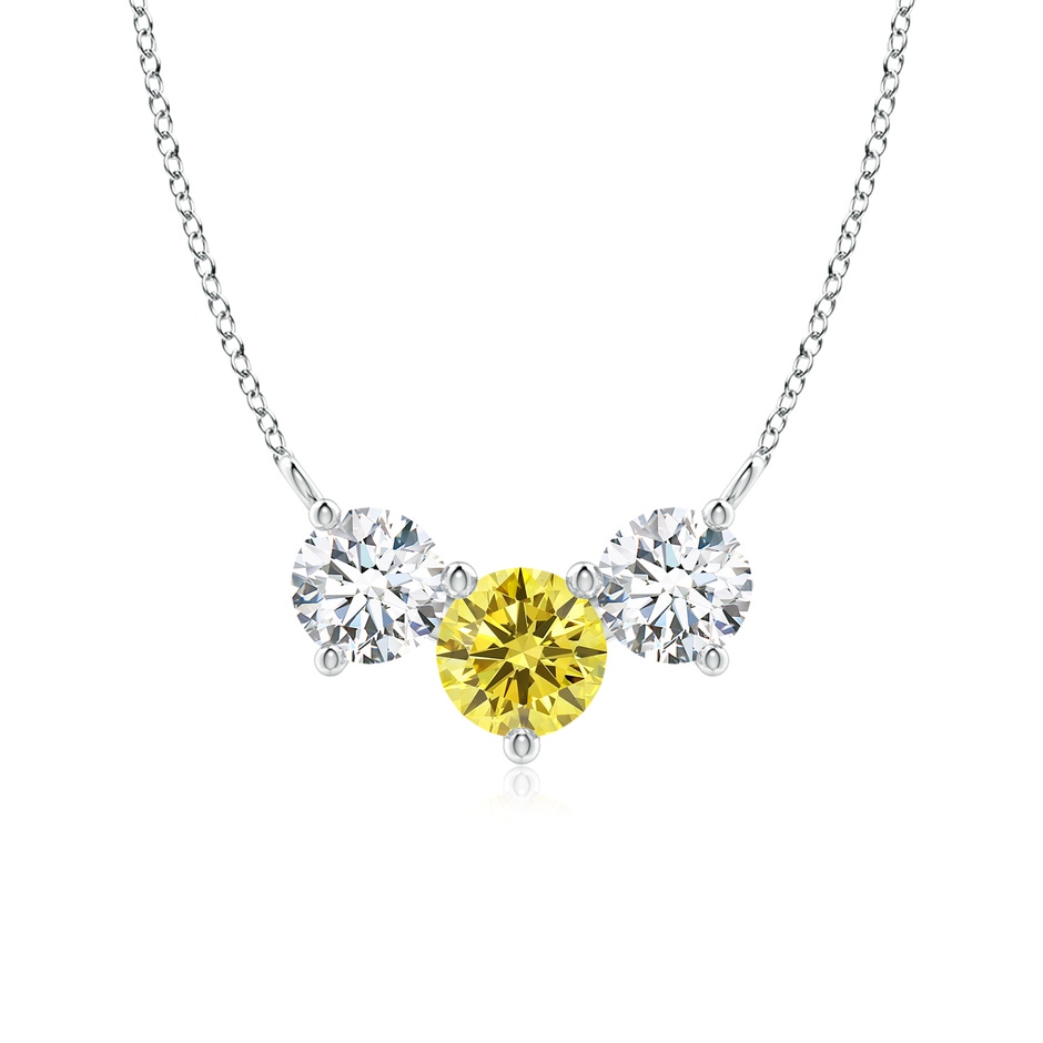 6mm AAAA Classic Fancy Intense Yellow and White Diamond Necklace in White Gold 