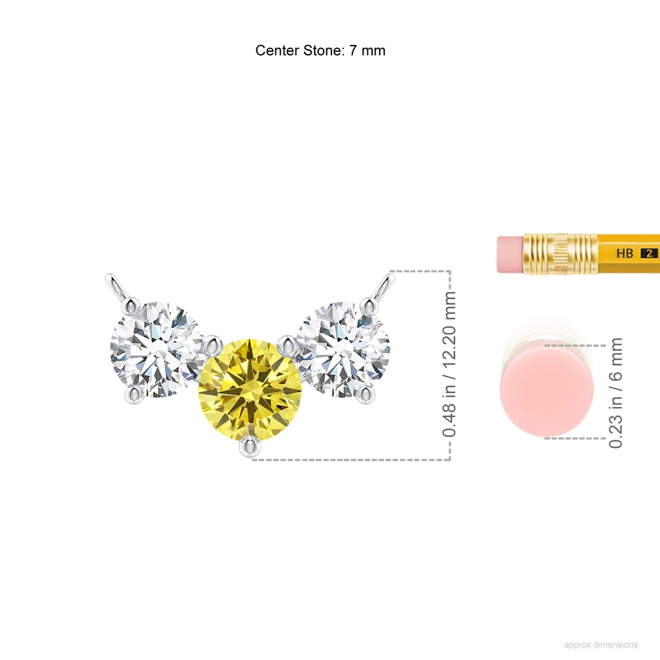 7mm AAAA Classic Fancy Intense Yellow and White Diamond Necklace in P950 Platinum ruler