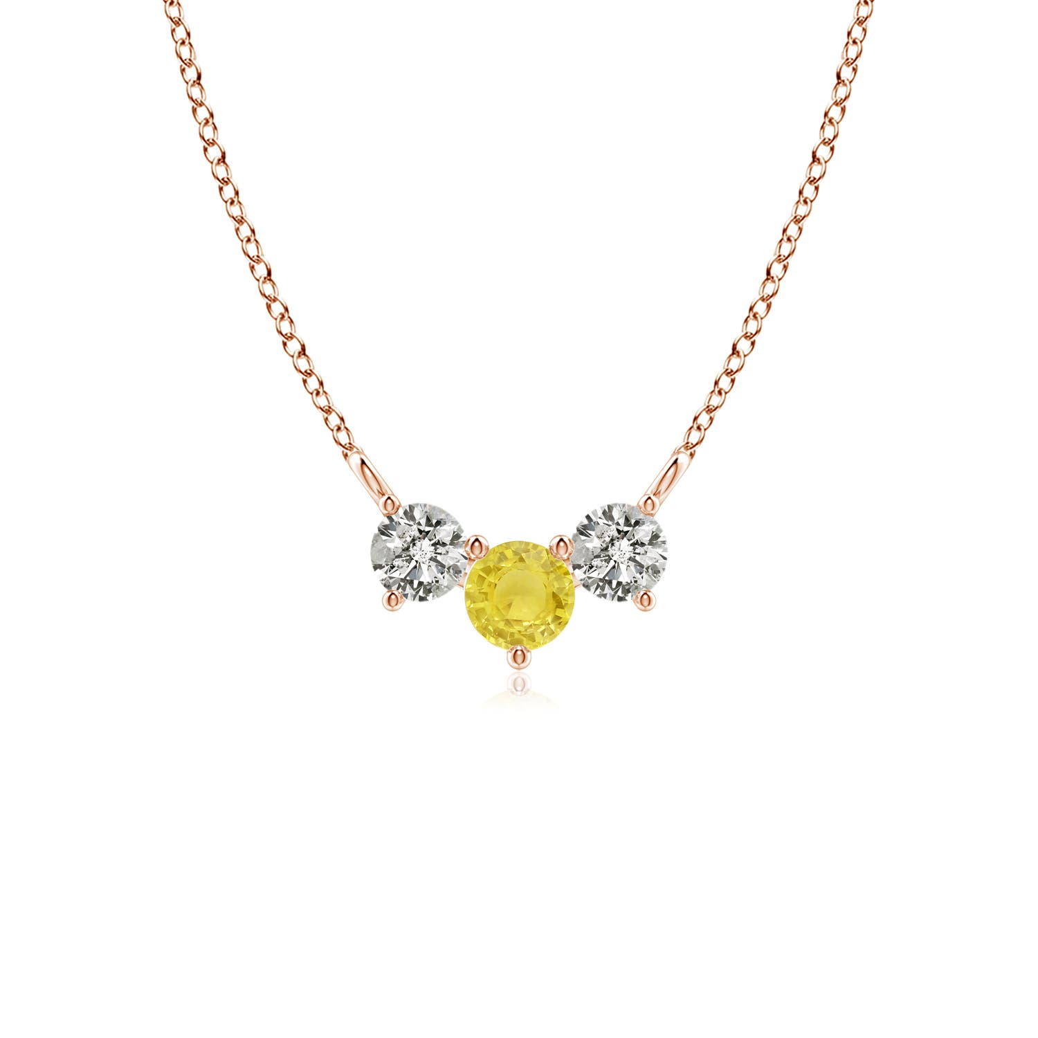 4mm A Classic Yellow Sapphire and Diamond Necklace in Rose Gold