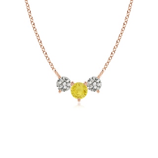 4mm A Classic Yellow Sapphire and Diamond Necklace in Rose Gold