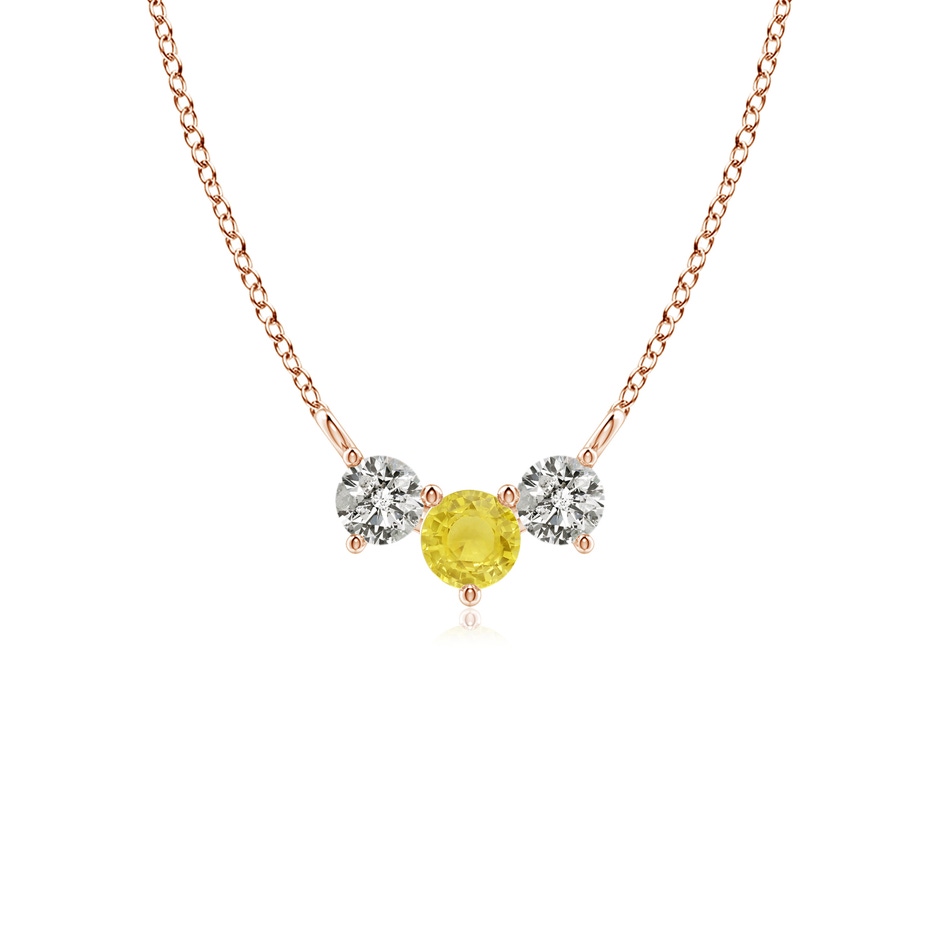 4mm A Classic Yellow Sapphire and Diamond Necklace in Rose Gold 