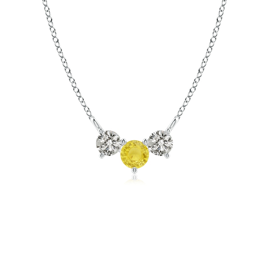 4mm A Classic Yellow Sapphire and Diamond Necklace in White Gold 
