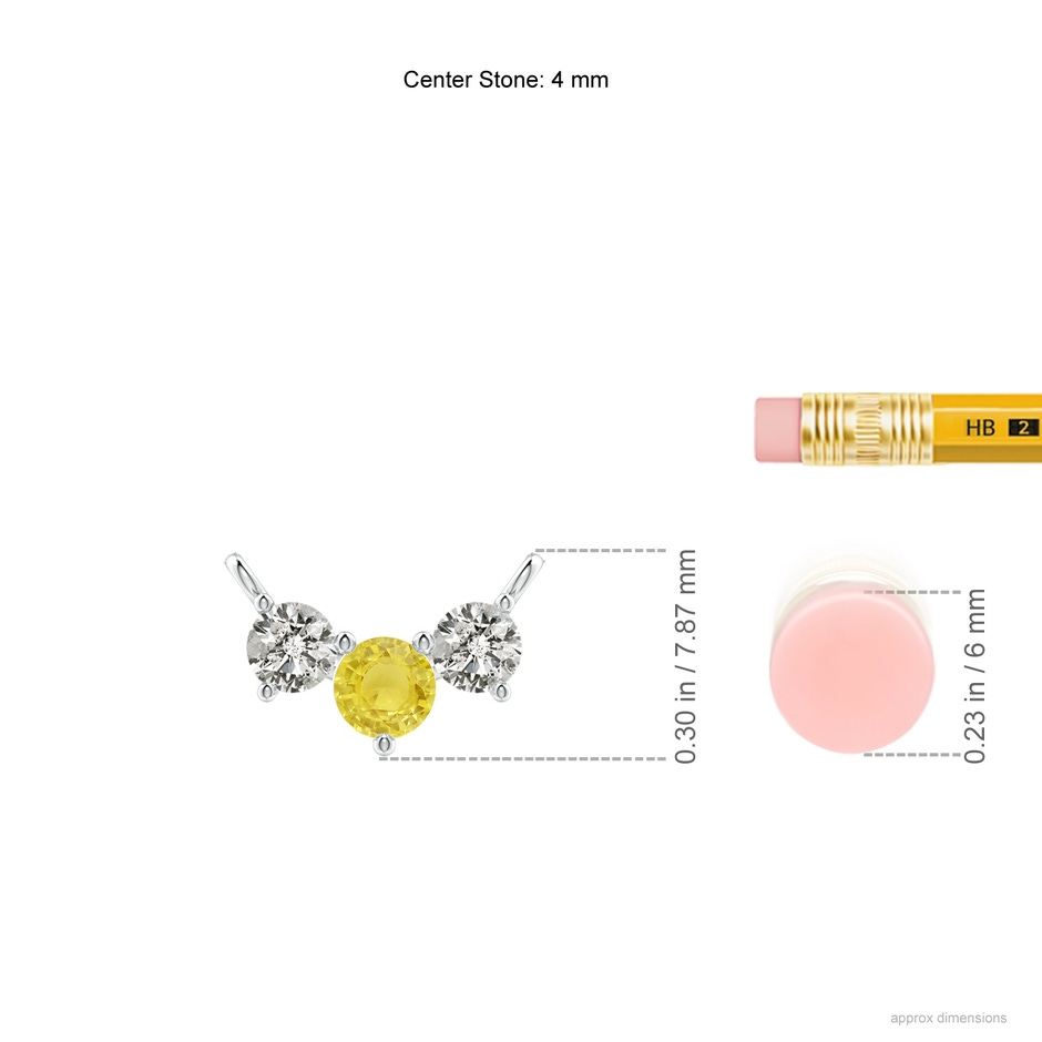 4mm A Classic Yellow Sapphire and Diamond Necklace in White Gold ruler