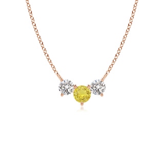 4mm AA Classic Yellow Sapphire and Diamond Necklace in 10K Rose Gold