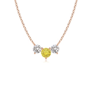 4mm AA Classic Yellow Sapphire and Diamond Necklace in 9K Rose Gold