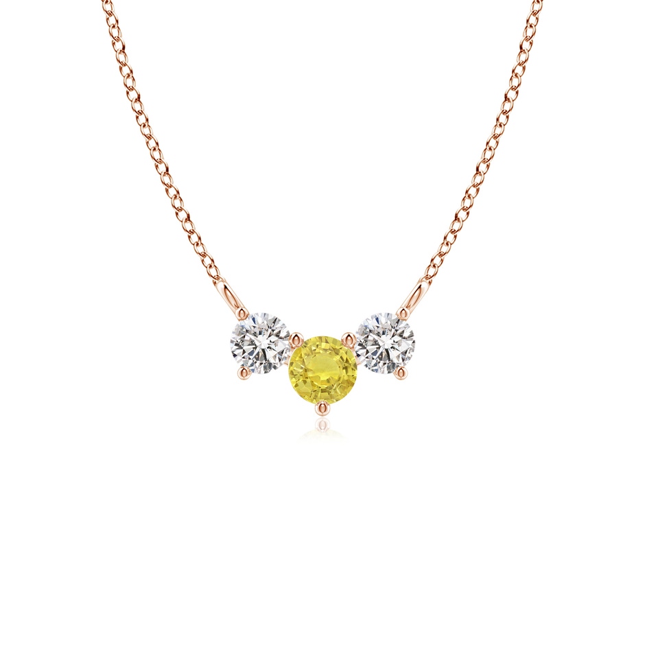 4mm AA Classic Yellow Sapphire and Diamond Necklace in Rose Gold 