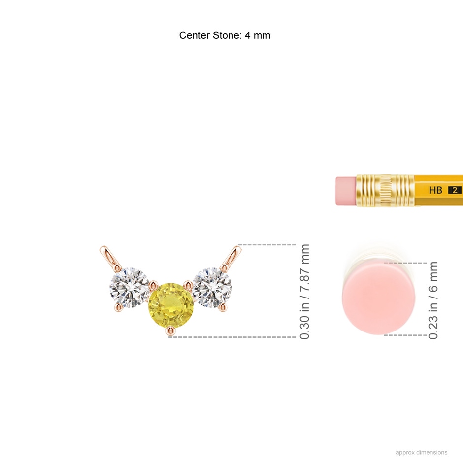 4mm AA Classic Yellow Sapphire and Diamond Necklace in Rose Gold ruler