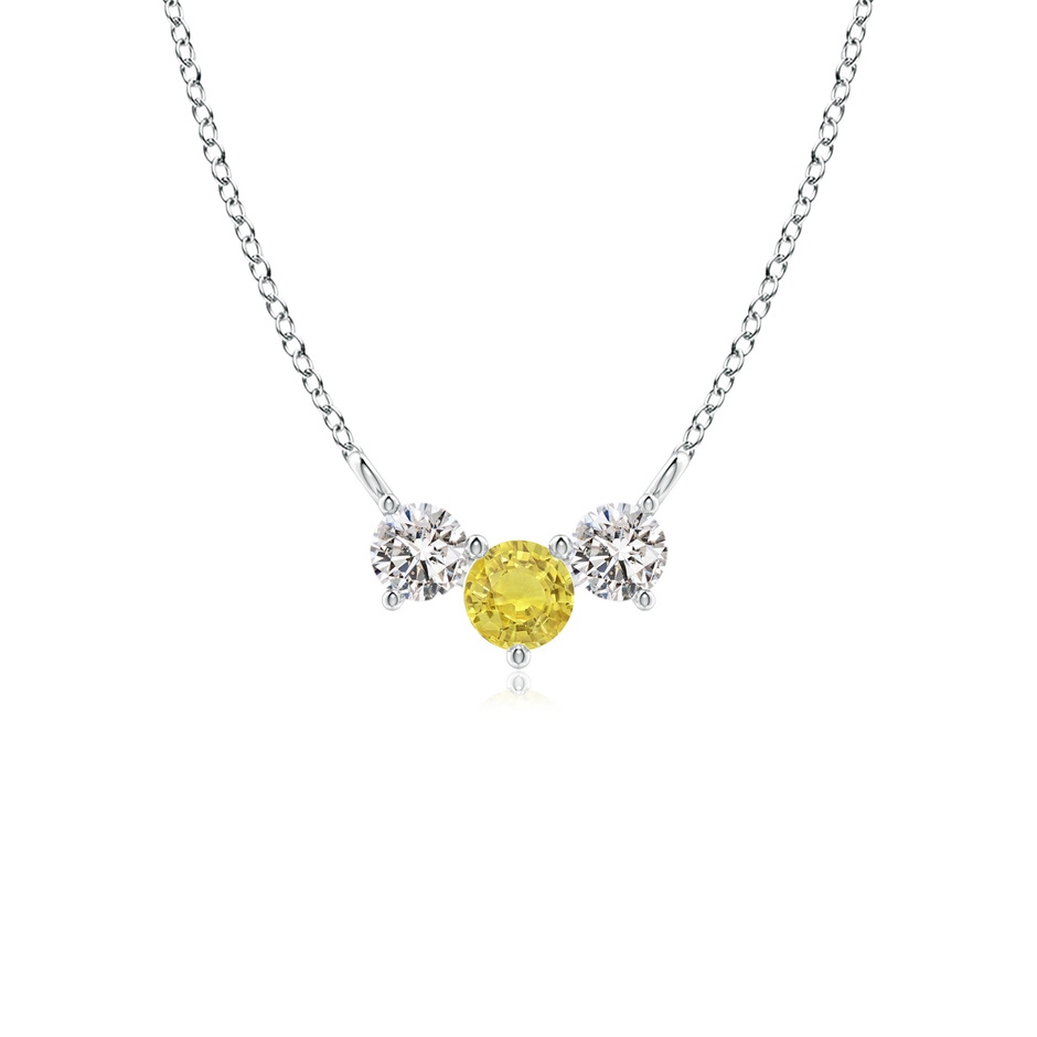 4mm AA Classic Yellow Sapphire and Diamond Necklace in White Gold 