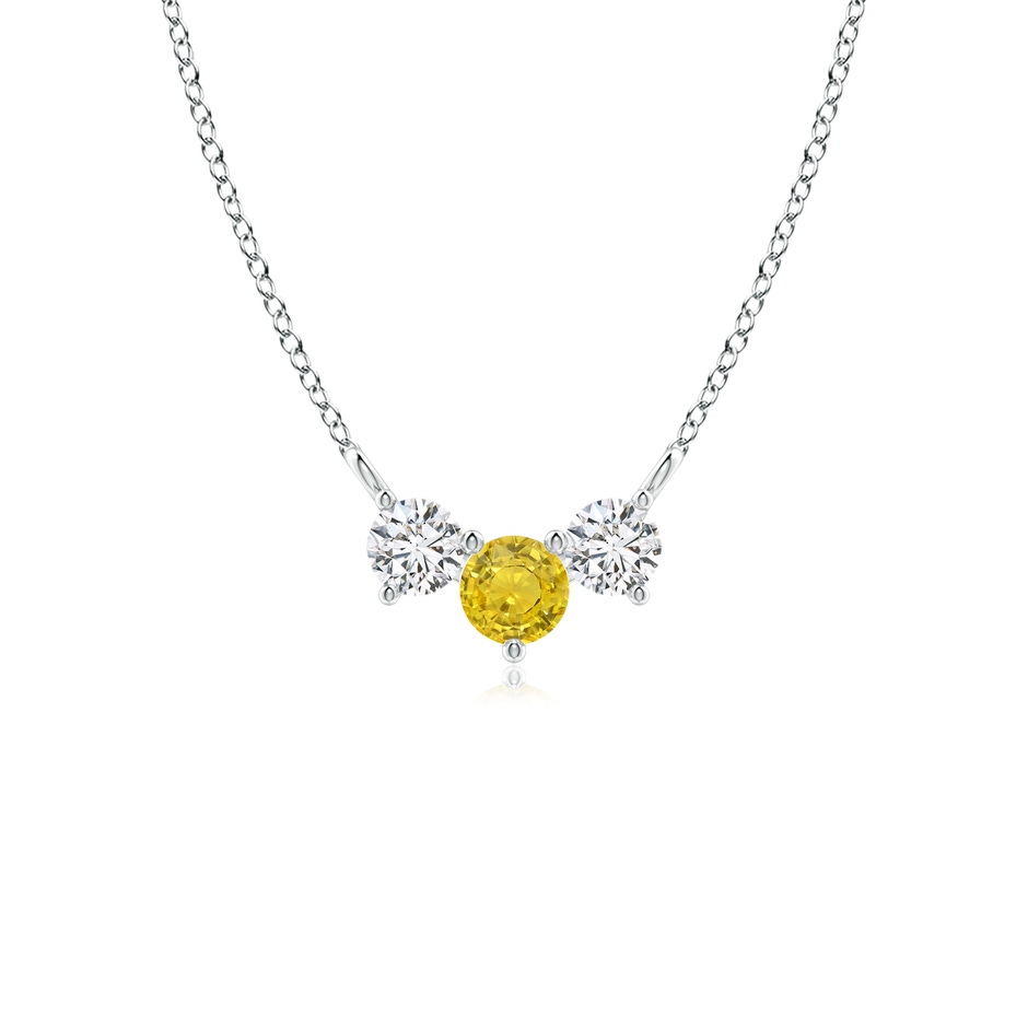 4mm AAA Classic Yellow Sapphire and Diamond Necklace in P950 Platinum 