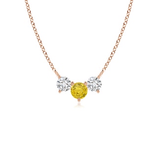 4mm AAA Classic Yellow Sapphire and Diamond Necklace in Rose Gold