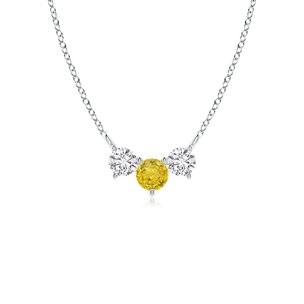 4mm AAA Classic Yellow Sapphire and Diamond Necklace in White Gold