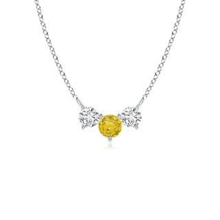 4mm AAA Classic Yellow Sapphire and Diamond Necklace in White Gold