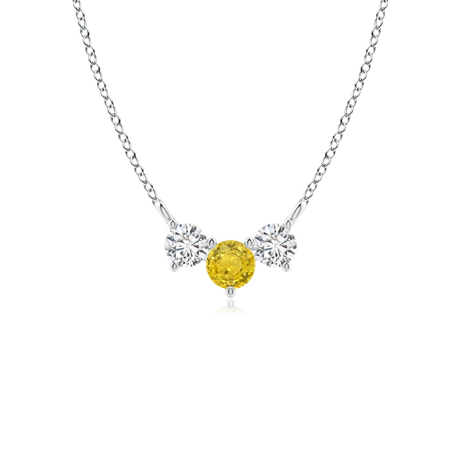 4mm AAA Classic Yellow Sapphire and Diamond Necklace in White Gold 