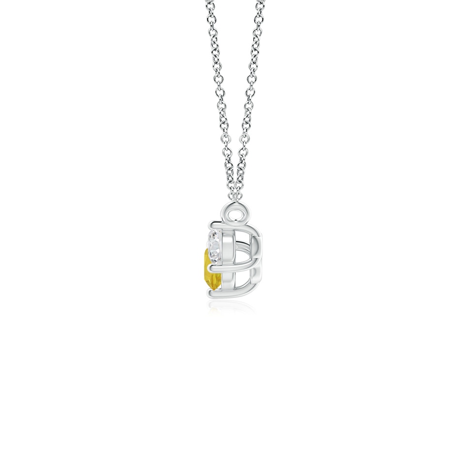 4mm AAA Classic Yellow Sapphire and Diamond Necklace in White Gold side 1