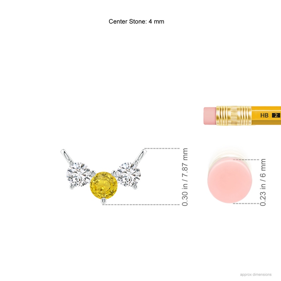 4mm AAA Classic Yellow Sapphire and Diamond Necklace in White Gold ruler