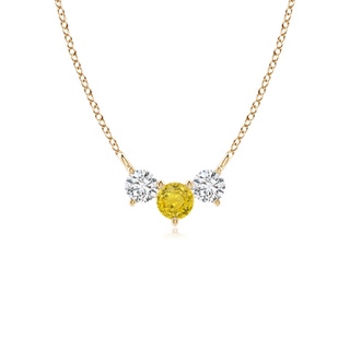 4mm AAA Classic Yellow Sapphire and Diamond Necklace in Yellow Gold