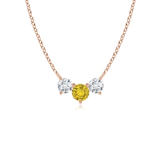 4mm AAAA Classic Yellow Sapphire and Diamond Necklace in 9K Rose Gold