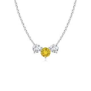 4mm AAAA Classic Yellow Sapphire and Diamond Necklace in P950 Platinum