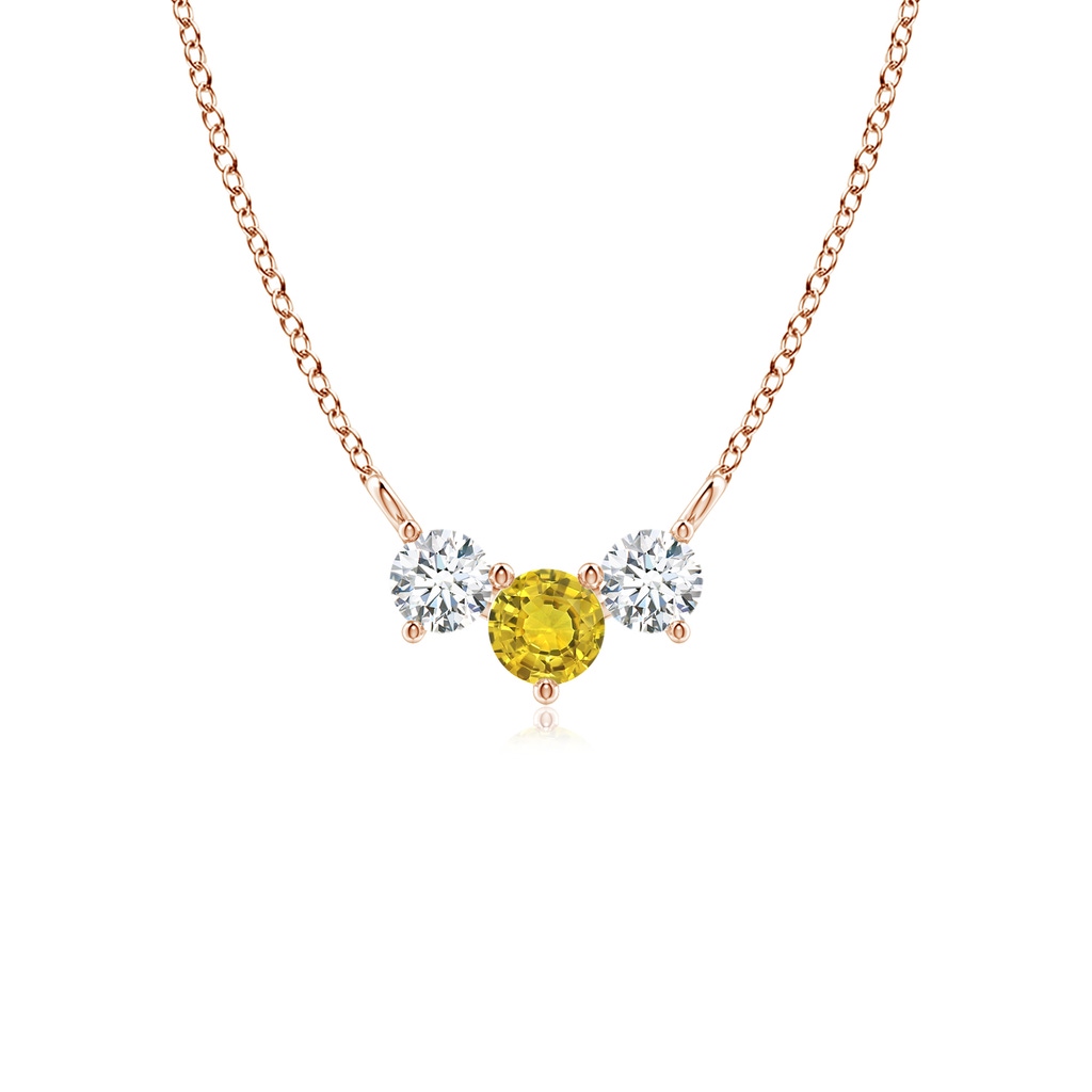 4mm AAAA Classic Yellow Sapphire and Diamond Necklace in Rose Gold