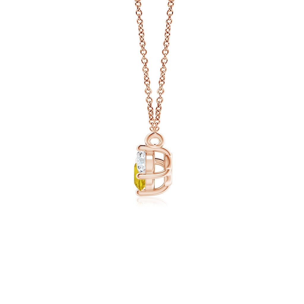 4mm AAAA Classic Yellow Sapphire and Diamond Necklace in Rose Gold Side 1