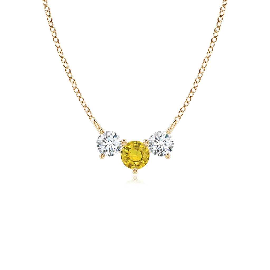 4mm AAAA Classic Yellow Sapphire and Diamond Necklace in Yellow Gold