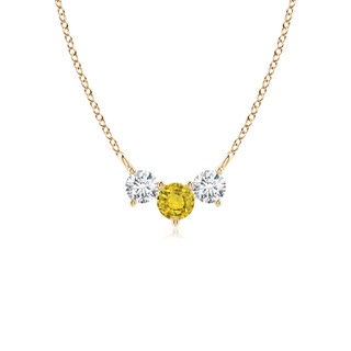 4mm AAAA Classic Yellow Sapphire and Diamond Necklace in Yellow Gold