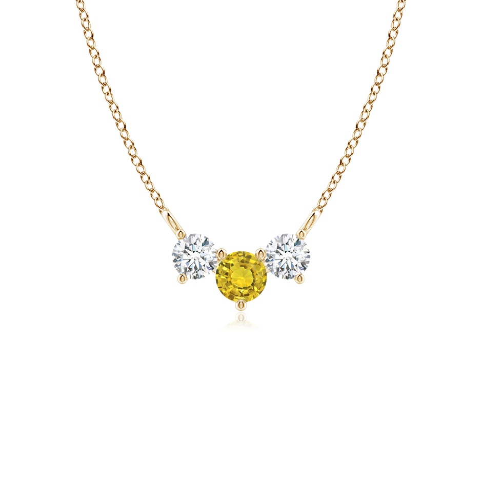 4mm AAAA Classic Yellow Sapphire and Diamond Necklace in Yellow Gold 