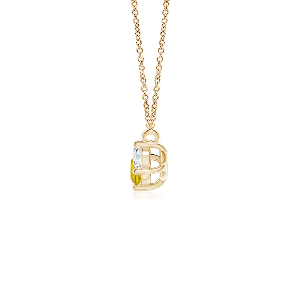 4mm AAAA Classic Yellow Sapphire and Diamond Necklace in Yellow Gold Side 1